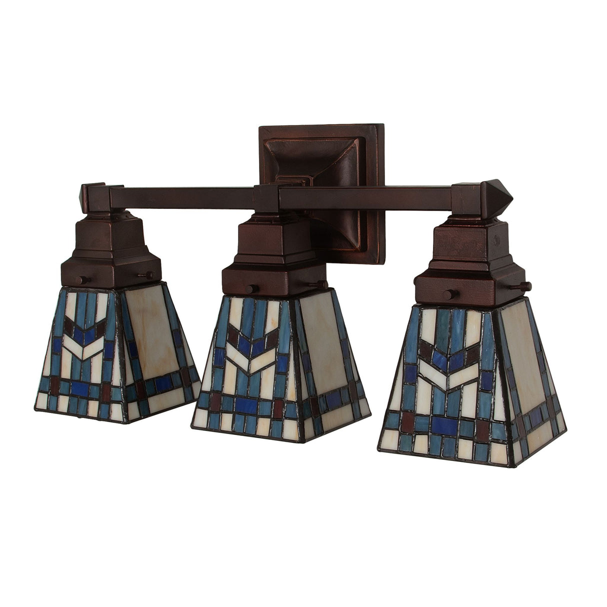Detailed view of Prairie Wheat 3 Light Vanity in stained glass.