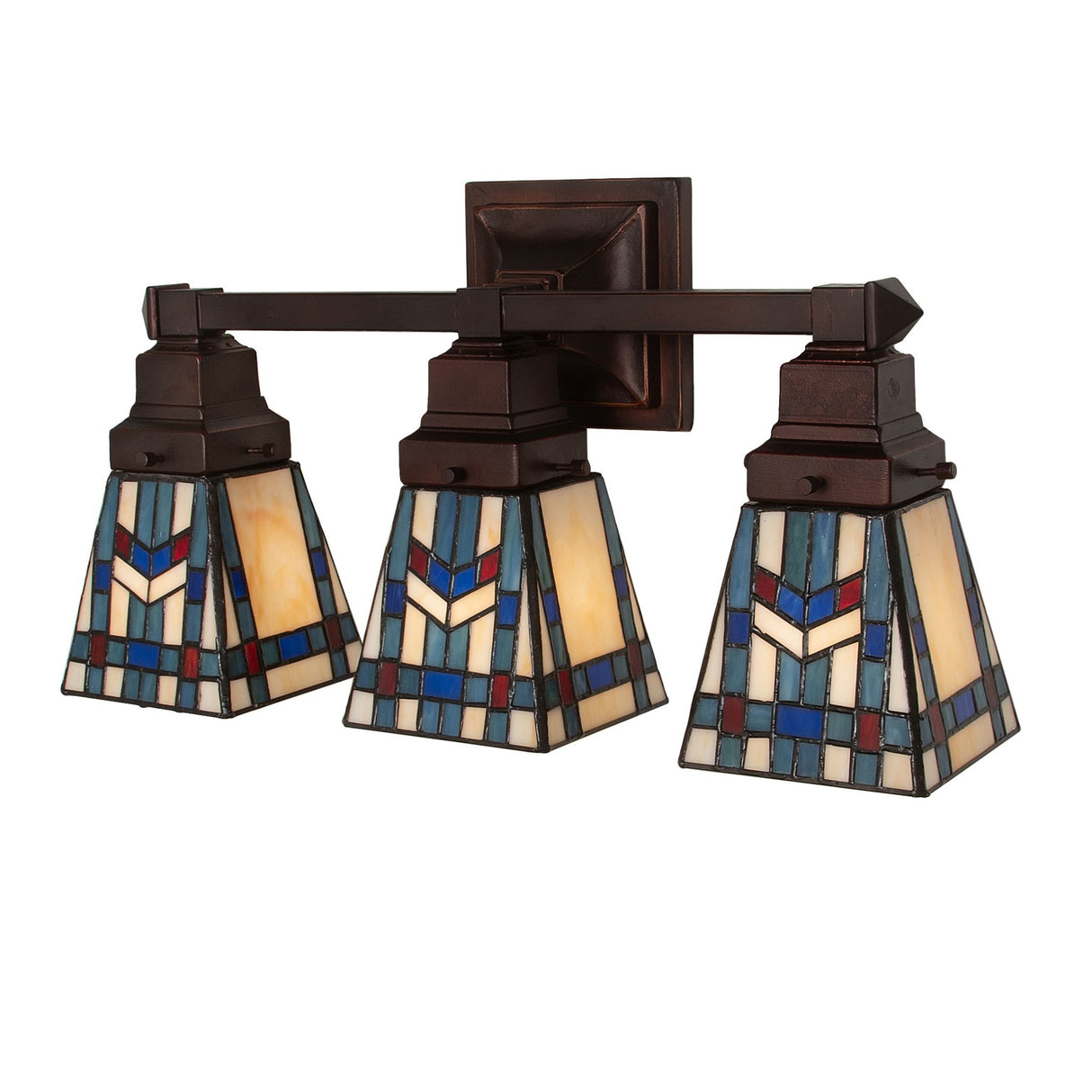Prairie Wheat 3 Light Vanity with stained glass shades.