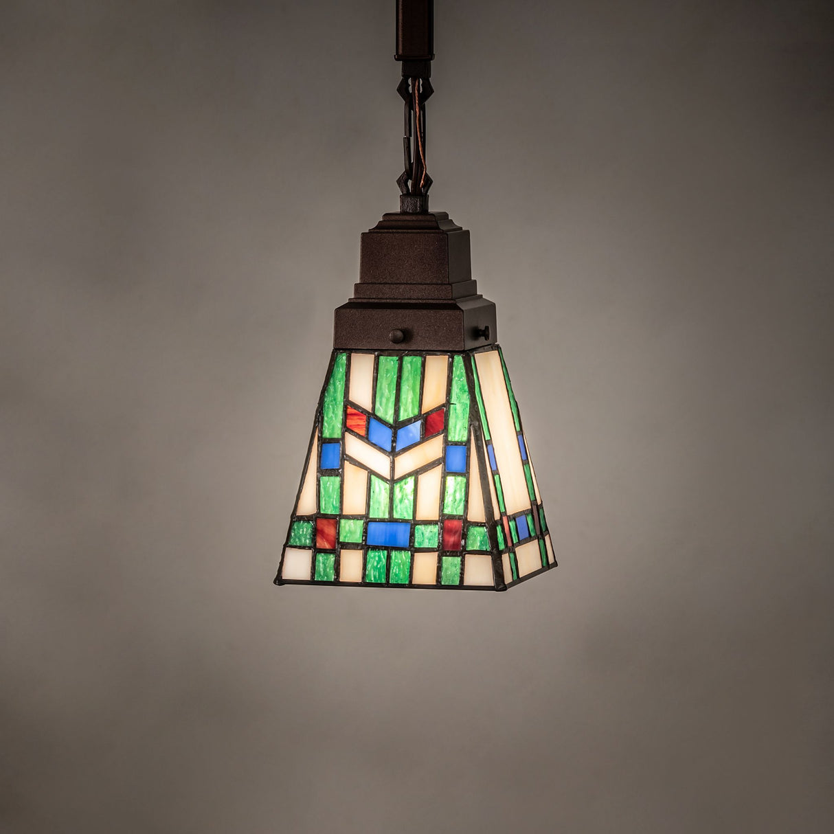 Prairie Wheat mini pendant lit in ambient lighting environment.