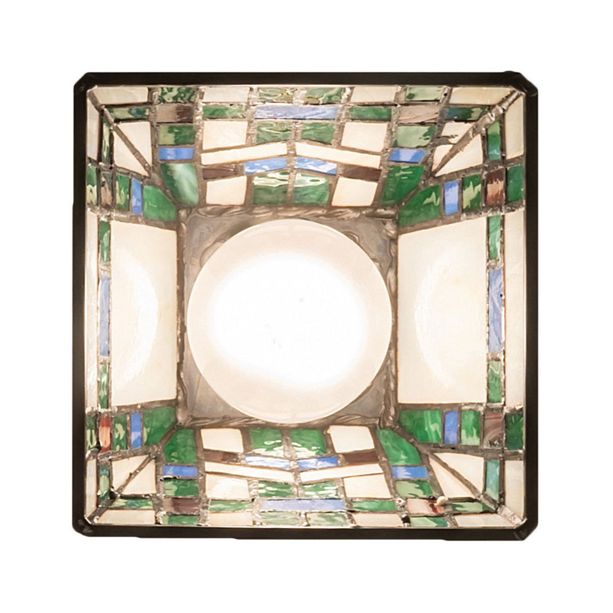 Bottom view of Prairie Wheat Mini Pendant highlighting interior glasswork.