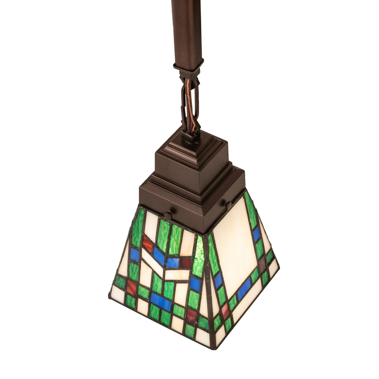Top-down view of Prairie Wheat Mini Pendant showing hardware and glass.