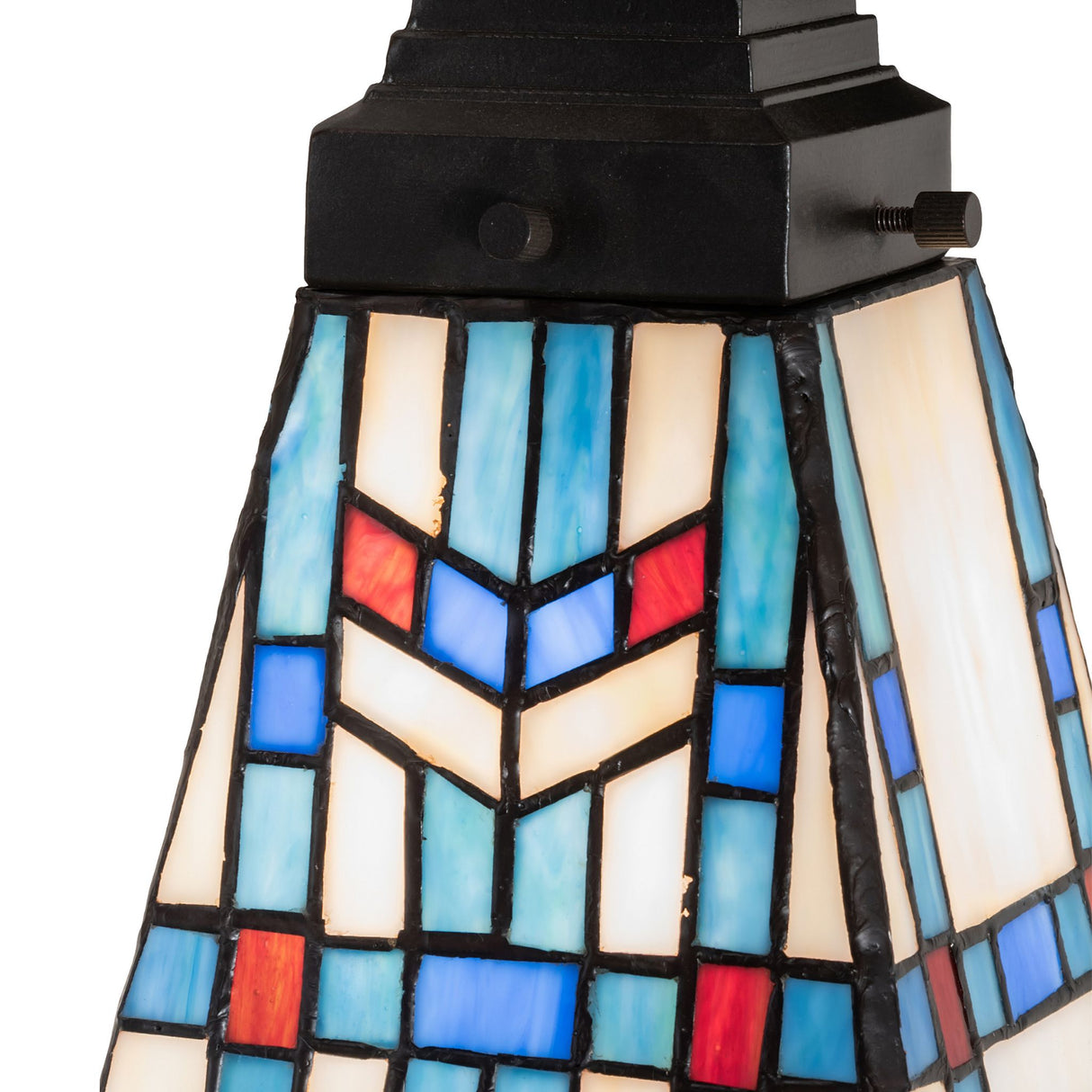 Close-up of the Prairie Wheat wall sconce's stained glass details.