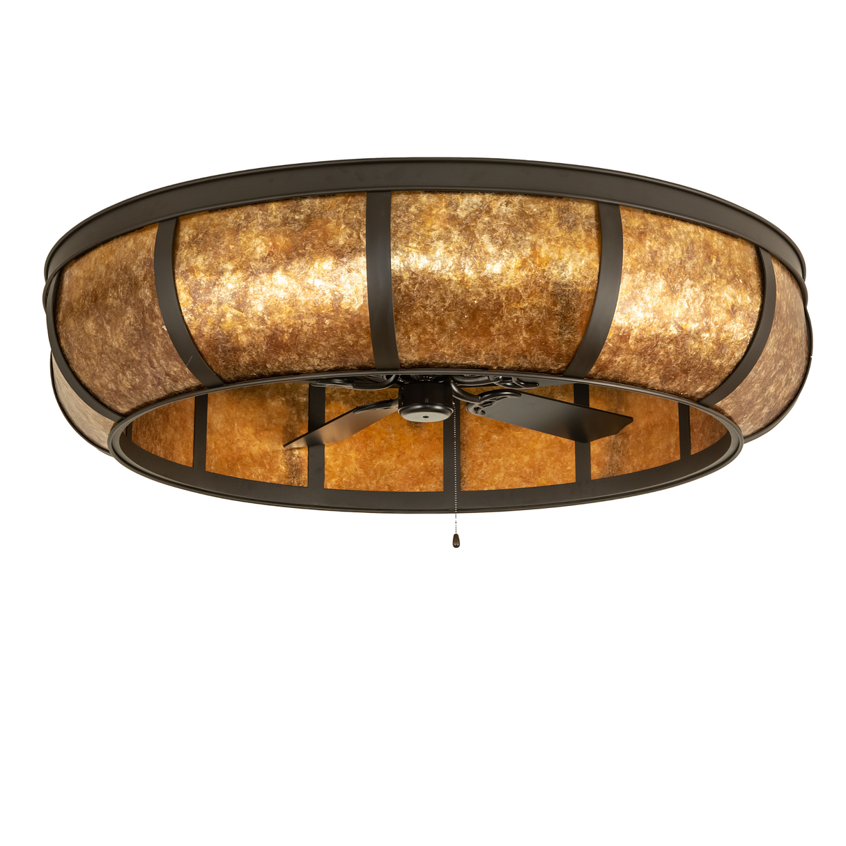 Angle view of Prime Dome Chandel-Air (unlit) showing amber mica panels.
