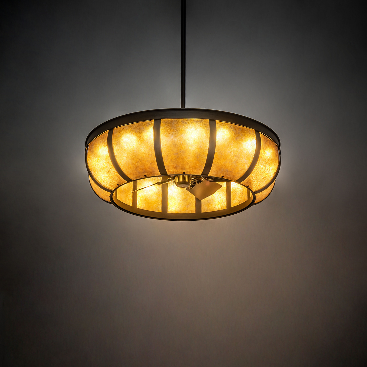 Room view of illuminated Prime Dome Chandel-Air casting soft ambient glow.