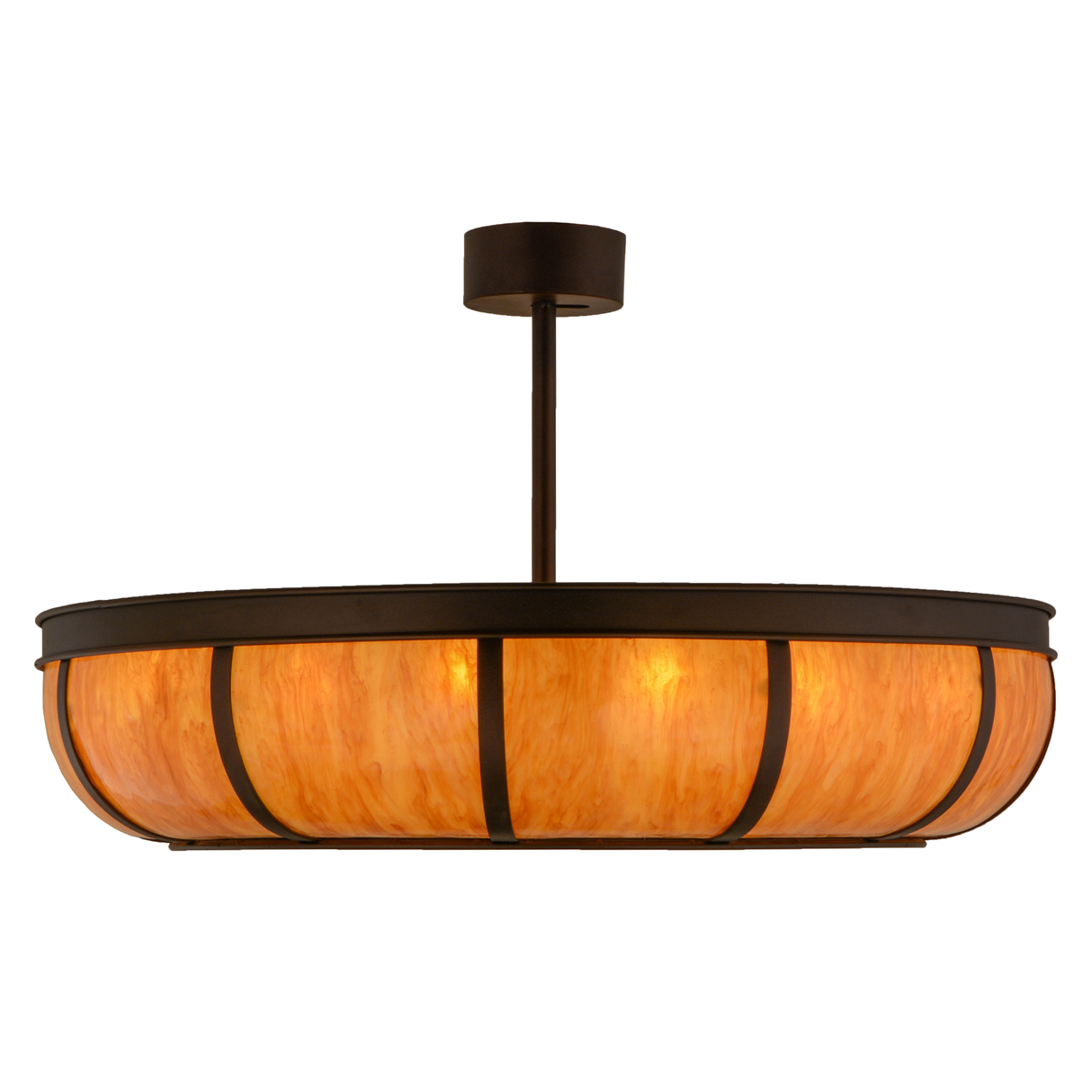 Side lit view showcasing smooth amber Idalight panels and bronze frame.