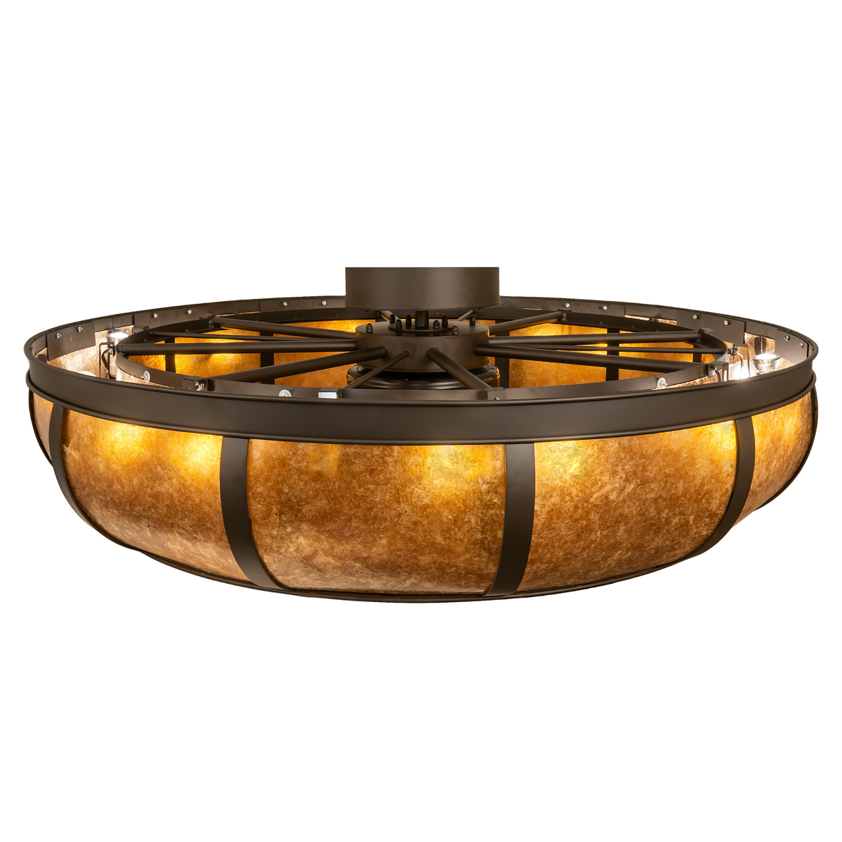 Top frame view showing bronze hardware and light distribution.