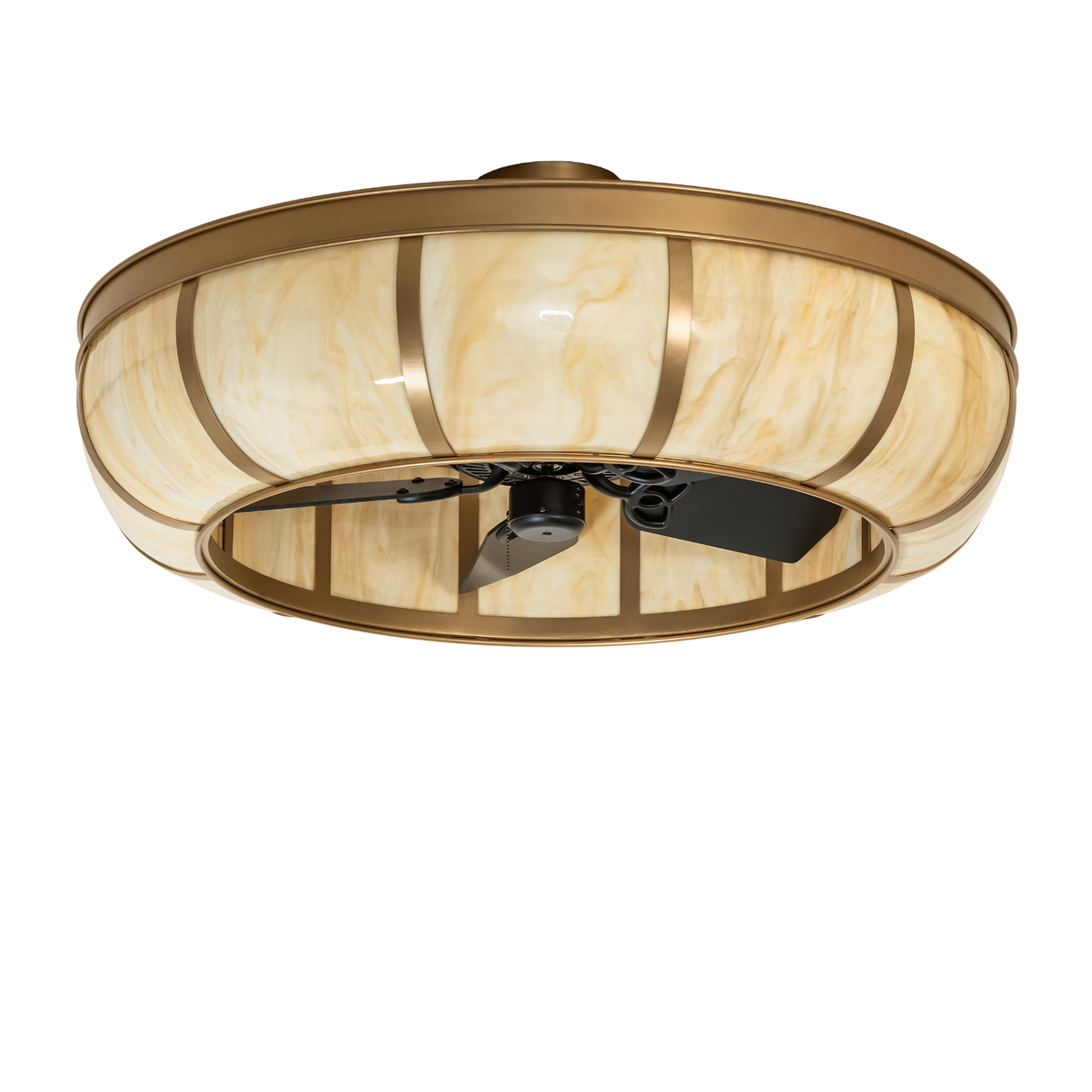 Unlit view showing gold frame and smooth dome design.