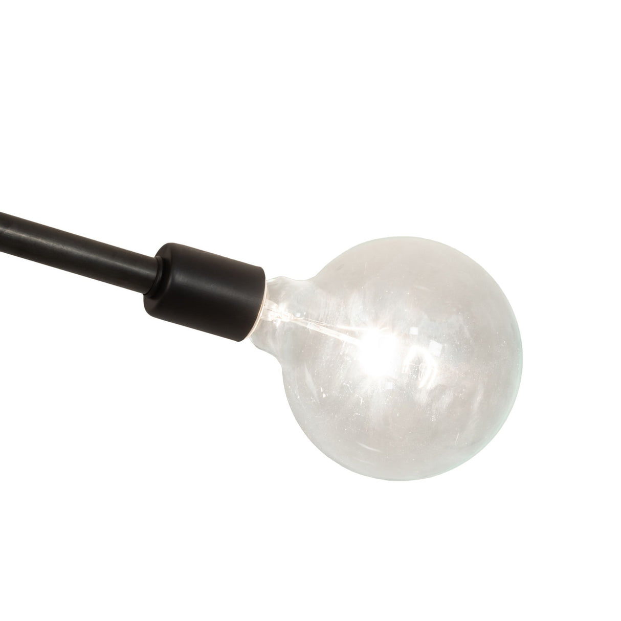 Close-up of the Edison-style bulb in the Pronograde Jack 2 Light Flushmount.