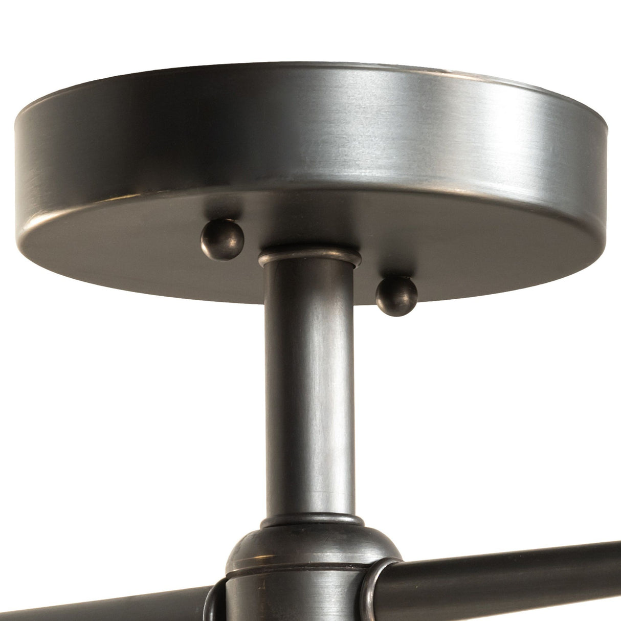 Close-up of the Pronograde Jack 2 Light Flushmount ceiling mount, highlighting its modern craftsmanship.