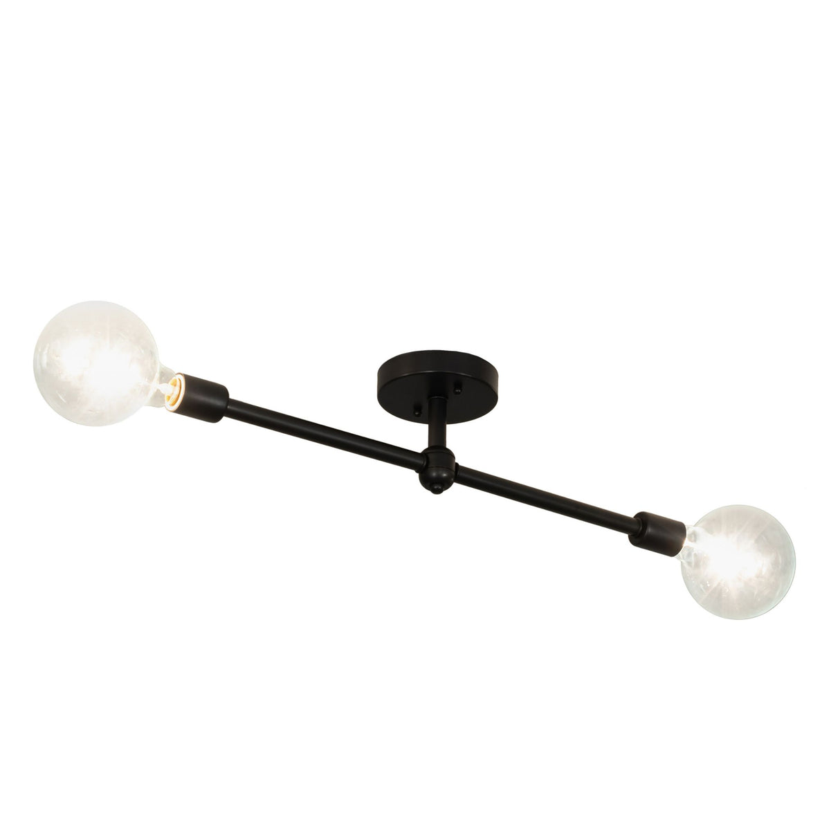 Illuminated view of the Pronograde Jack 2 Light Flushmount showcasing its warm glow.