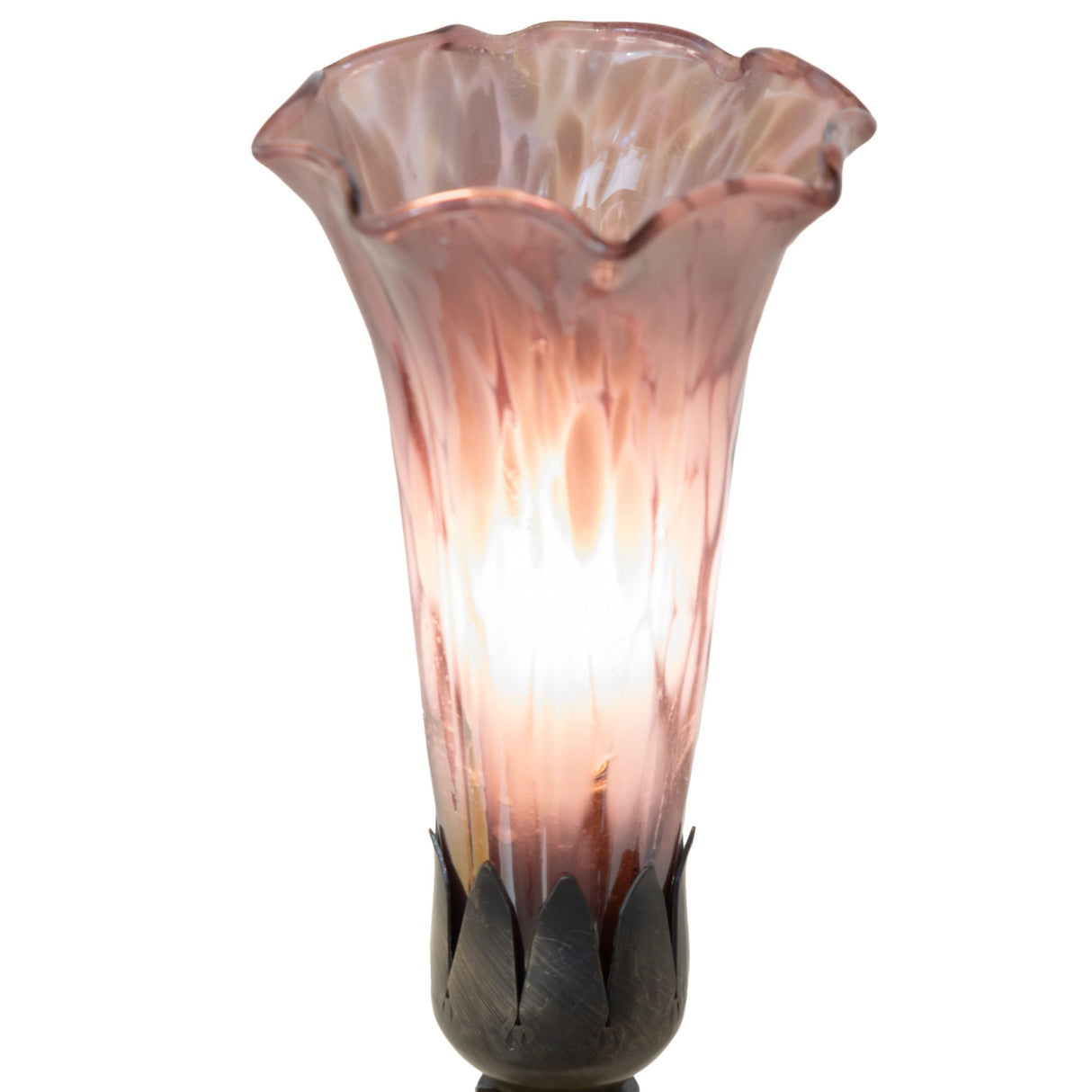 Close-up of Pond Lily Maidens Mini Lamp, highlighting the delicate texture and craftsmanship of the glass shade.