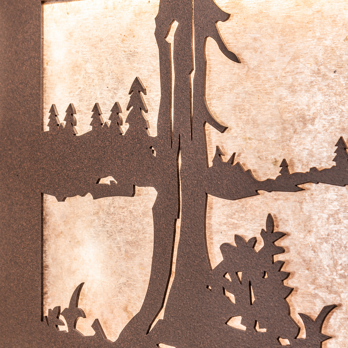 Detailed close-up of forest silhouette on Quiet Pond Chandel-Air frame.