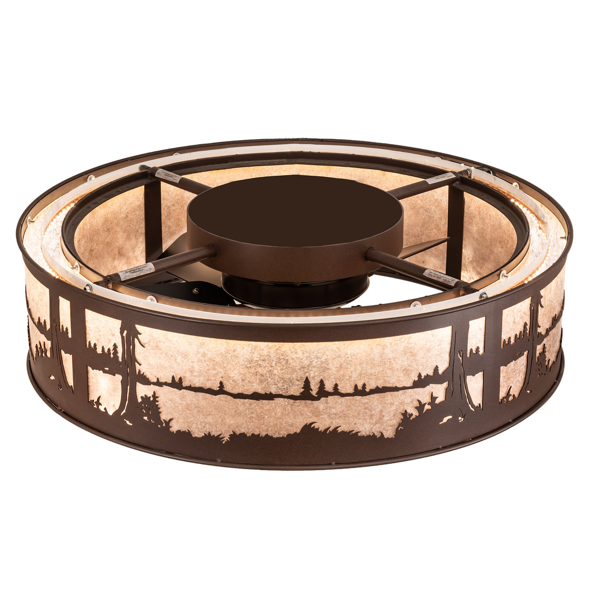 Top angle lit view of Quiet Pond Chandel-Air with café noir frame.