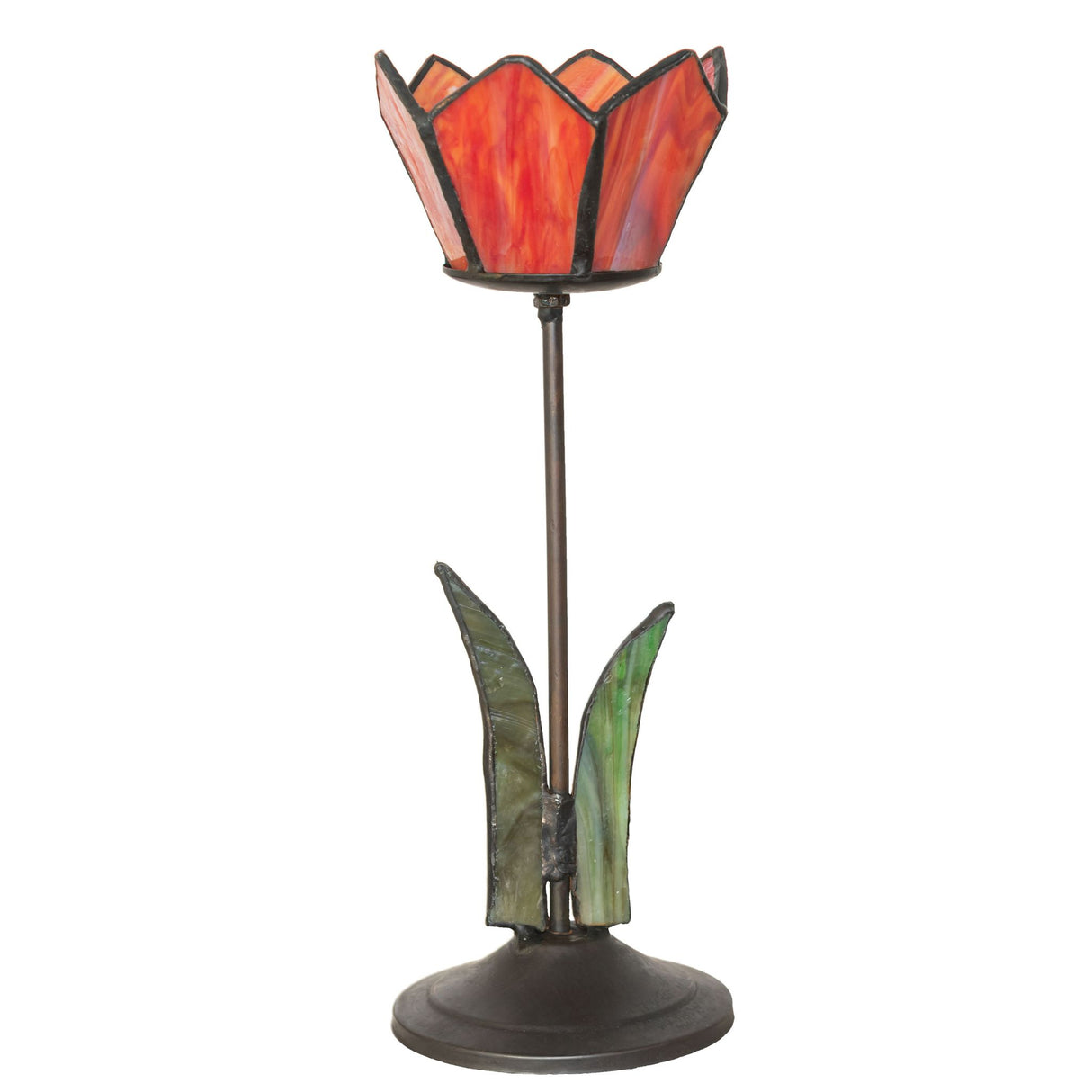 Unlit Radiant Blossom Tealight Holder showcasing its floral stained glass design.