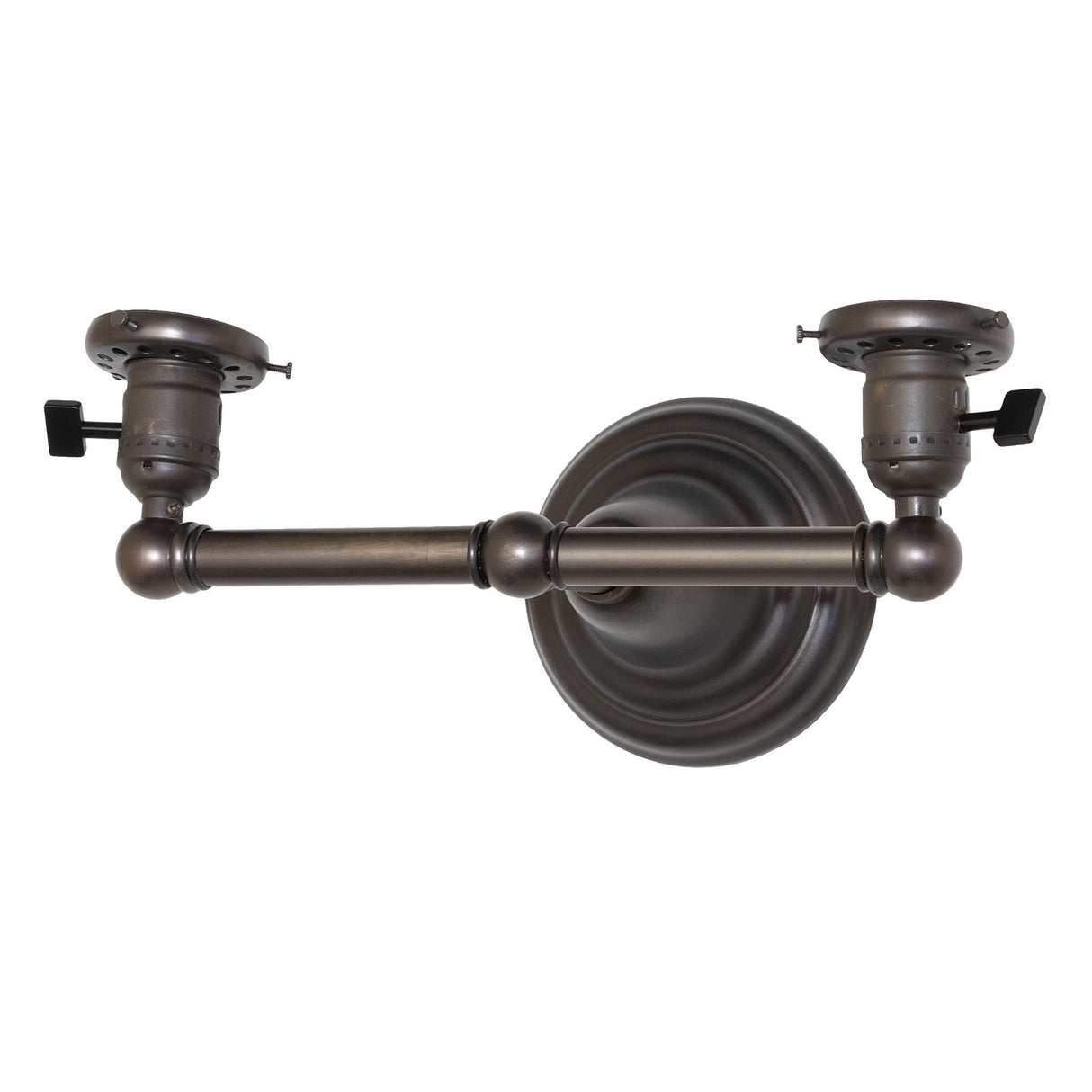 Side view of the 2-Light Wall Sconce Hardware featuring a matte black finish with brass accents.
