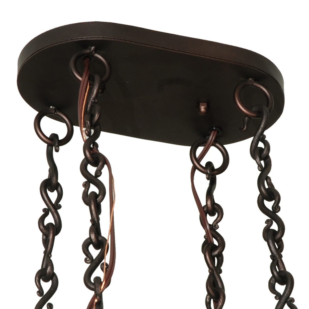 Close-up of chain mount and canopy on Revival Deco rack.