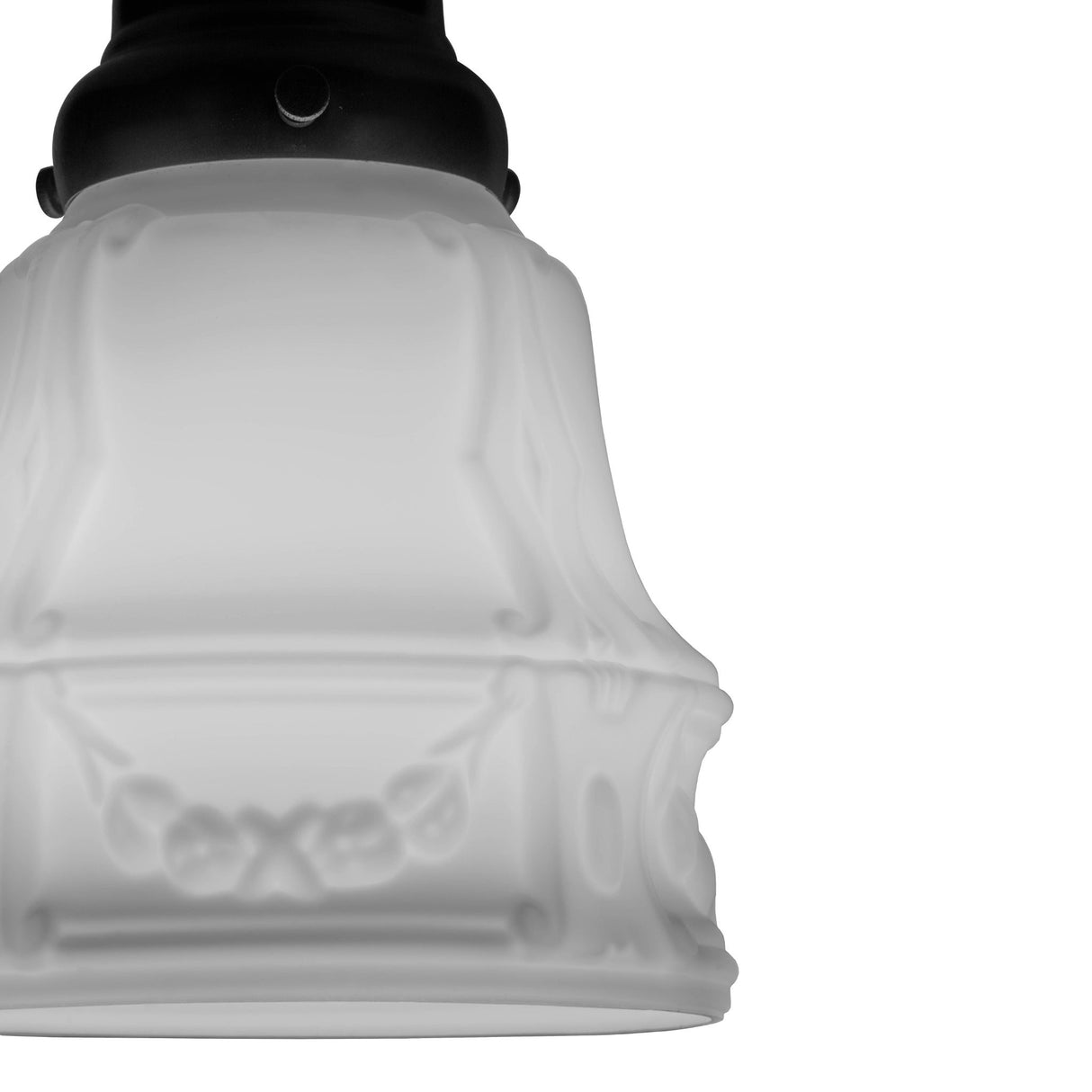 Close-up view of the Revival Garland Pendant’s decorative glasswork and metal fittings.