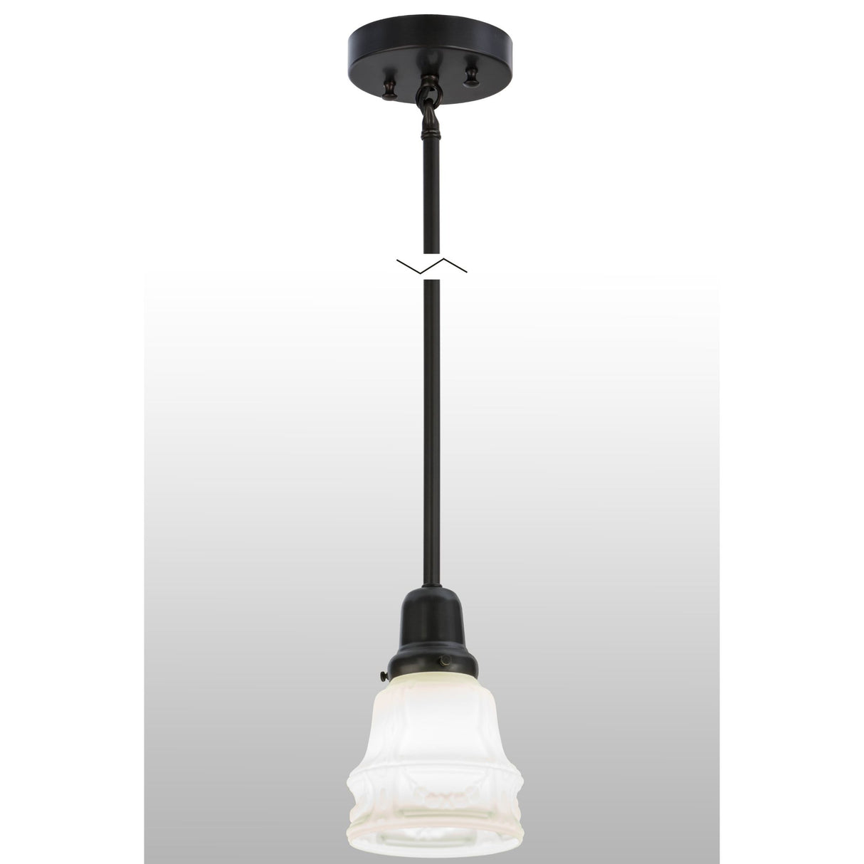 Illuminated Revival Garland Pendant casting a soft glow through its antique-style glass shade.