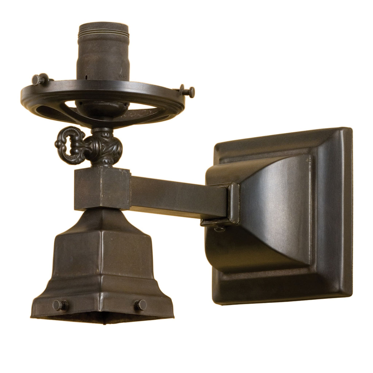 Craftsman Brown vintage-style gas and electric wall sconce fixture.