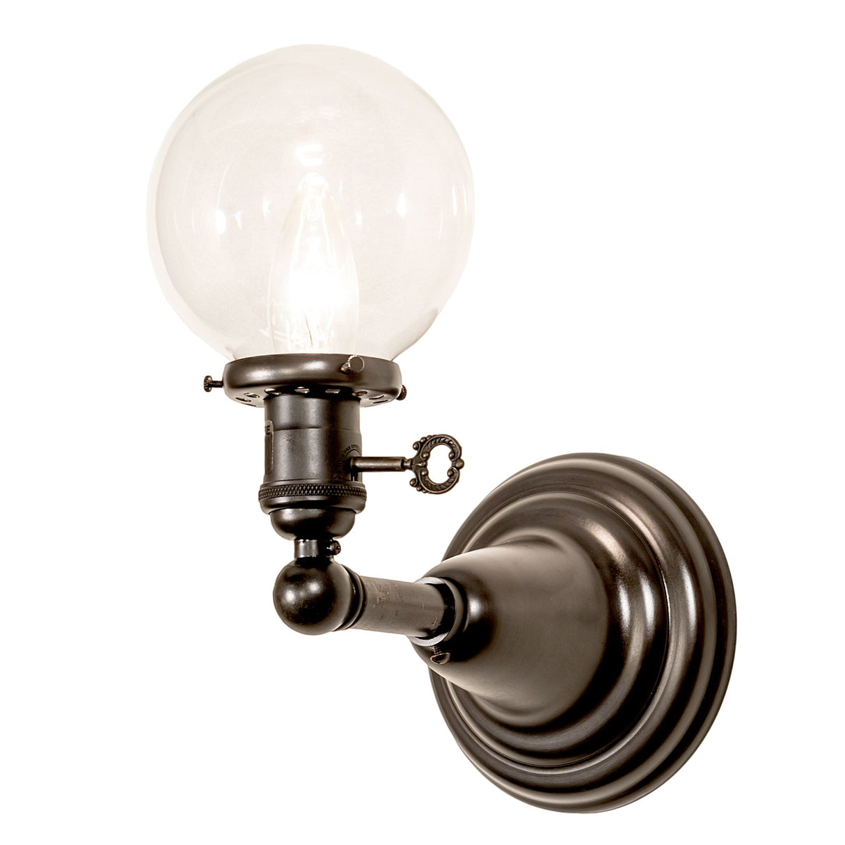 5-inch Wide lit Revival Globe Sconce showcasing its elegant design.