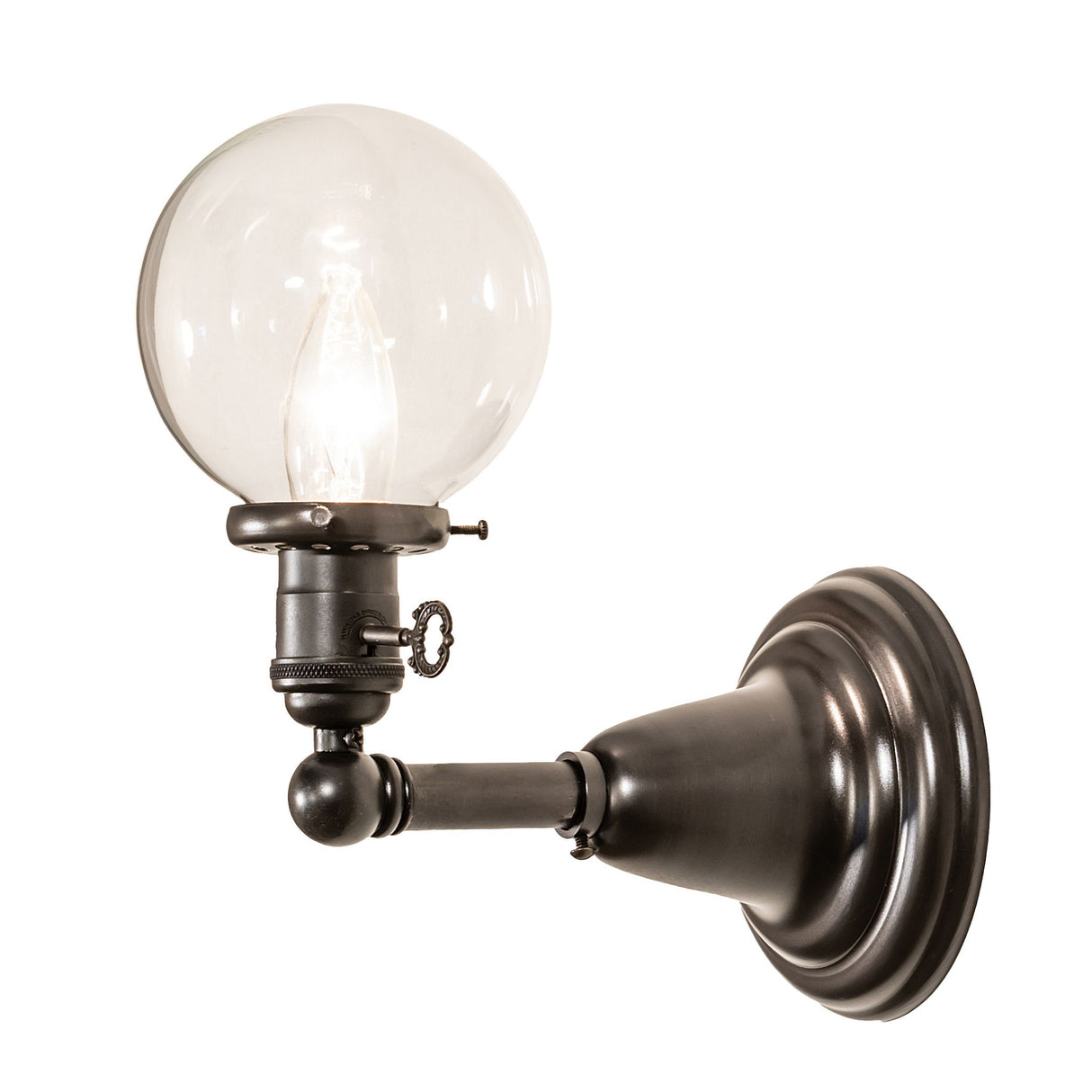 Side view of the Revival Globe Sconce with Craftsman Brown finish.
