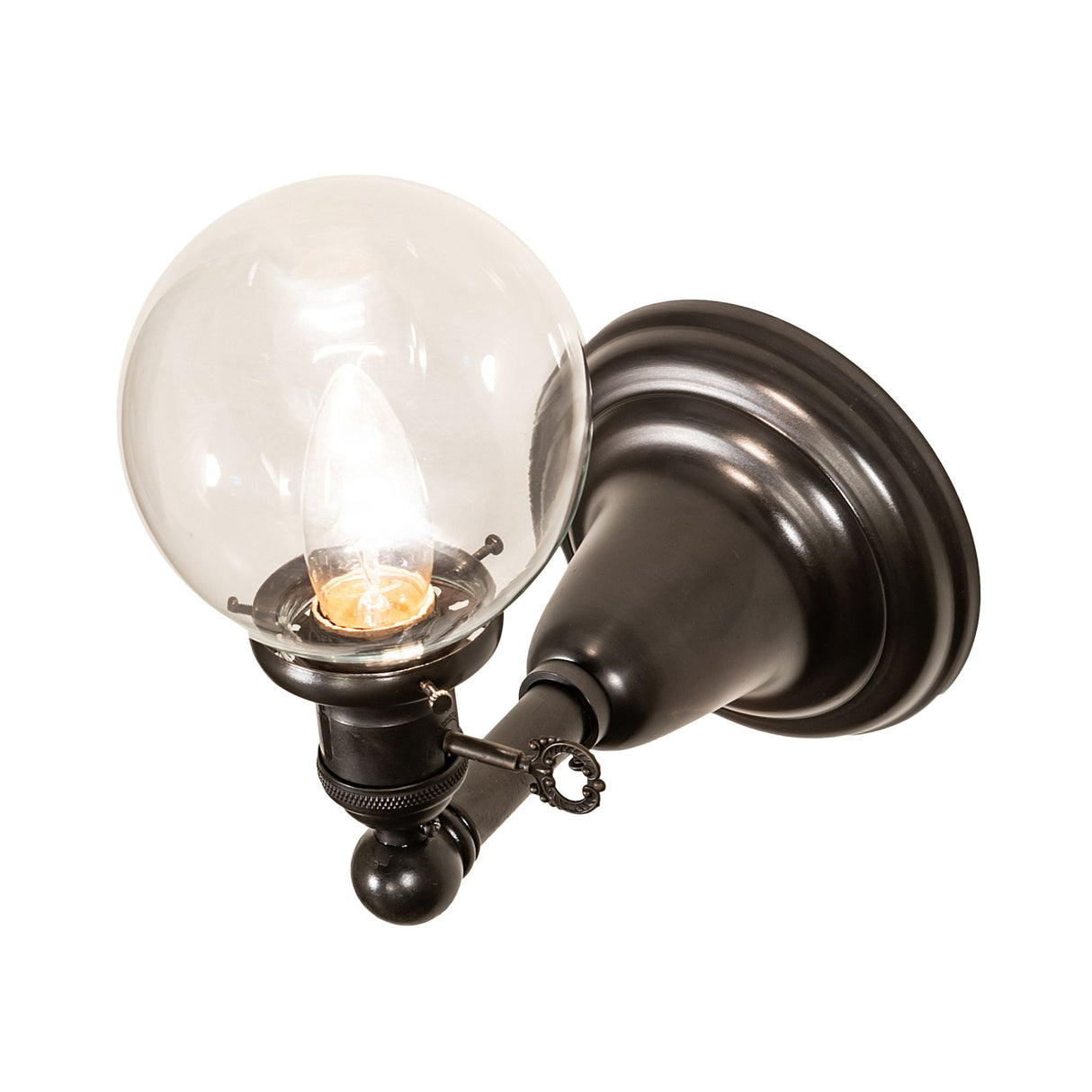 Top angled view of the Revival Globe Sconce showcasing craftsmanship details.