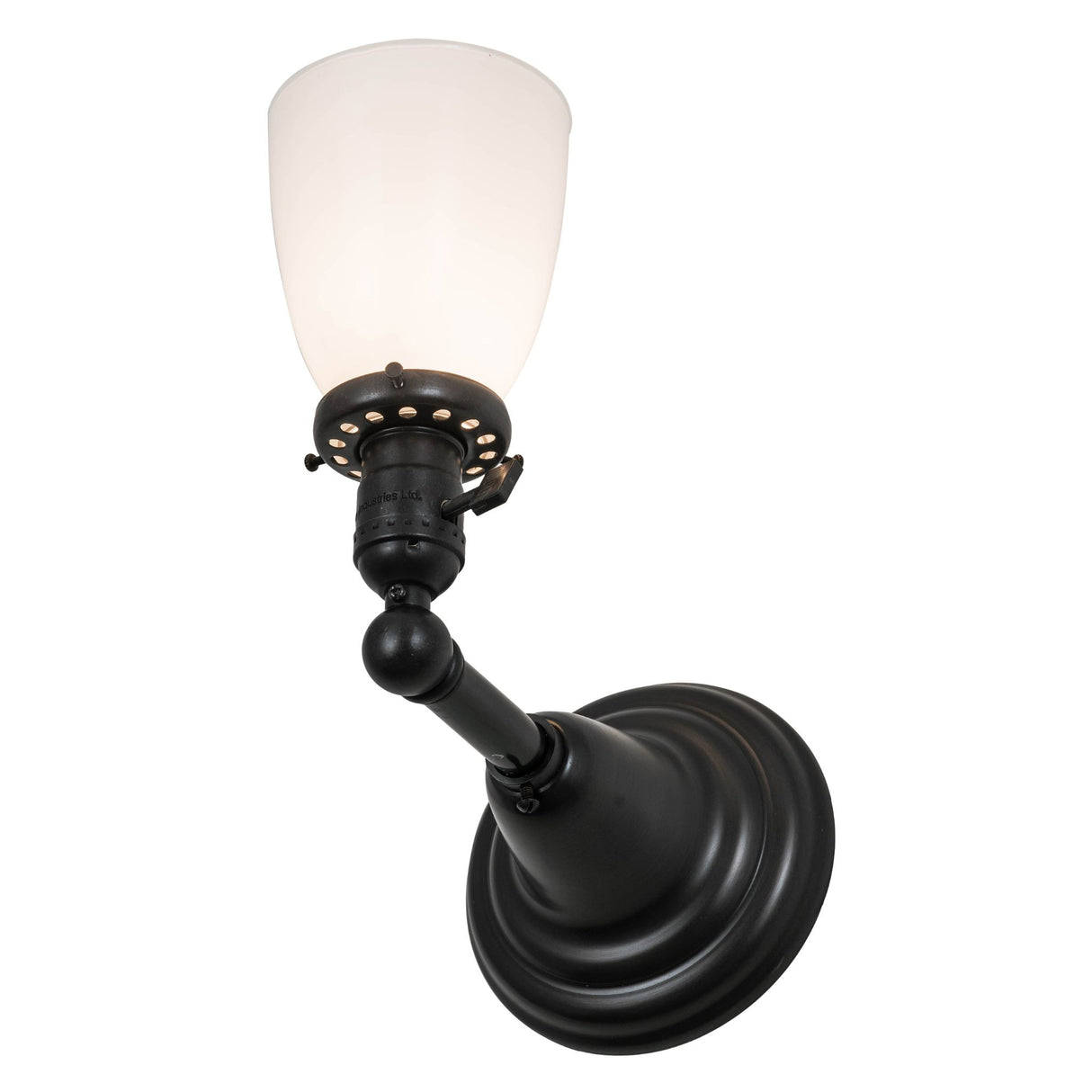 Angled view of the Revival Goblet Wall Sconce revealing the opal white goblet shade and detailed design.