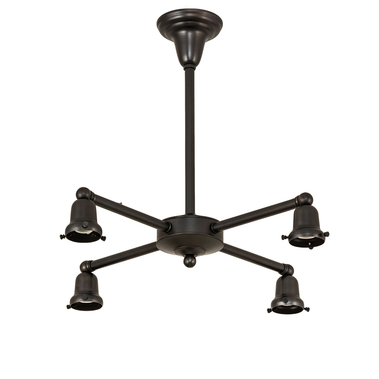 Revival Oyster Bay Favrile 4-Light chandelier hardware in Craftsman Brown.