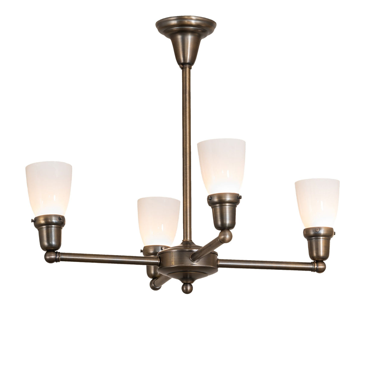 Vintage-style Oyster Bay Goblet chandelier with brass finish.