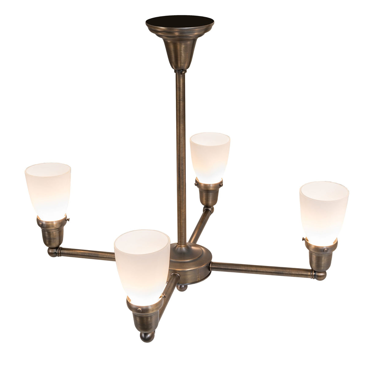 Top-down view of Oyster Bay chandelier, displaying structured arms.