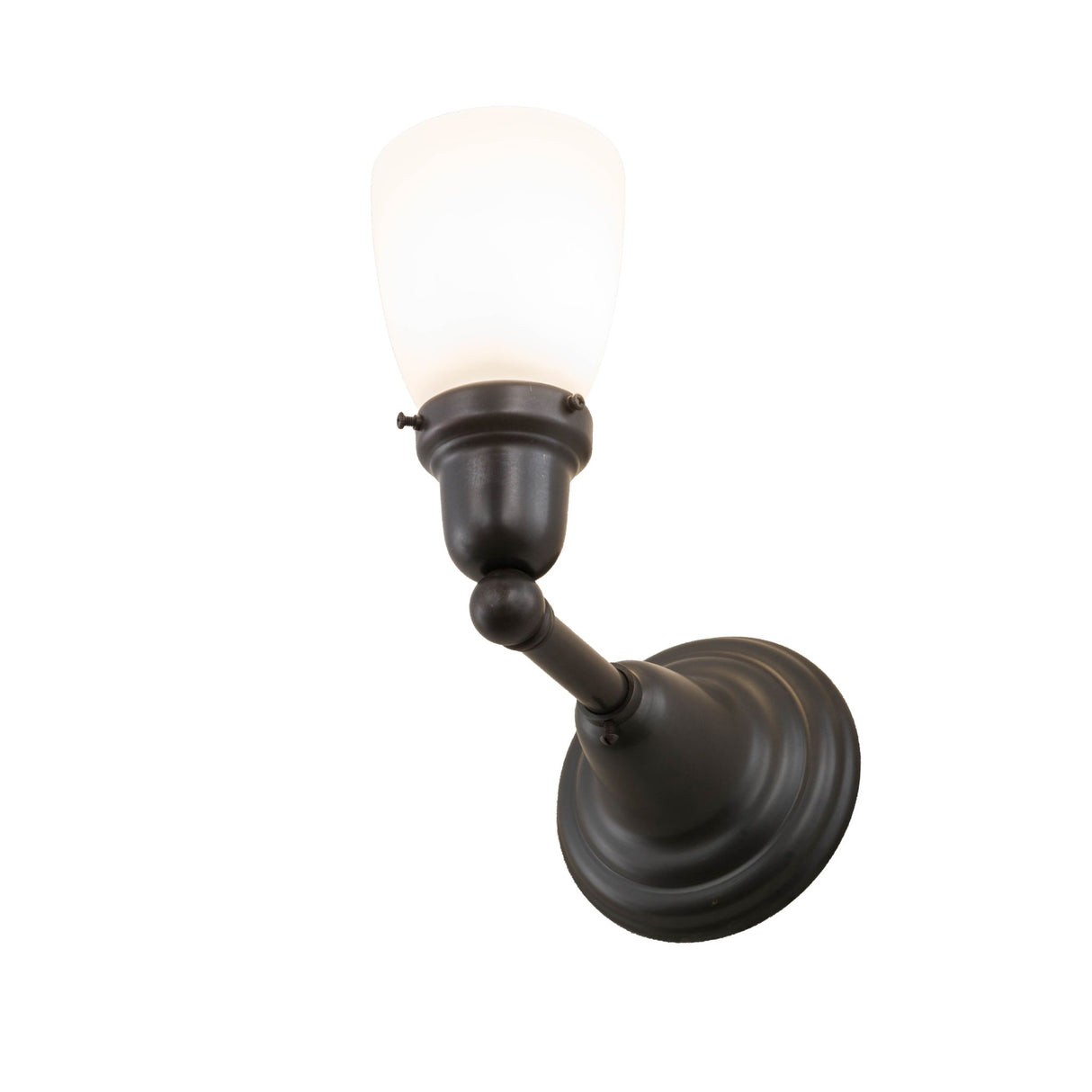 Angled view highlighting its vintage brass finish and elegant goblet-shaped glass.