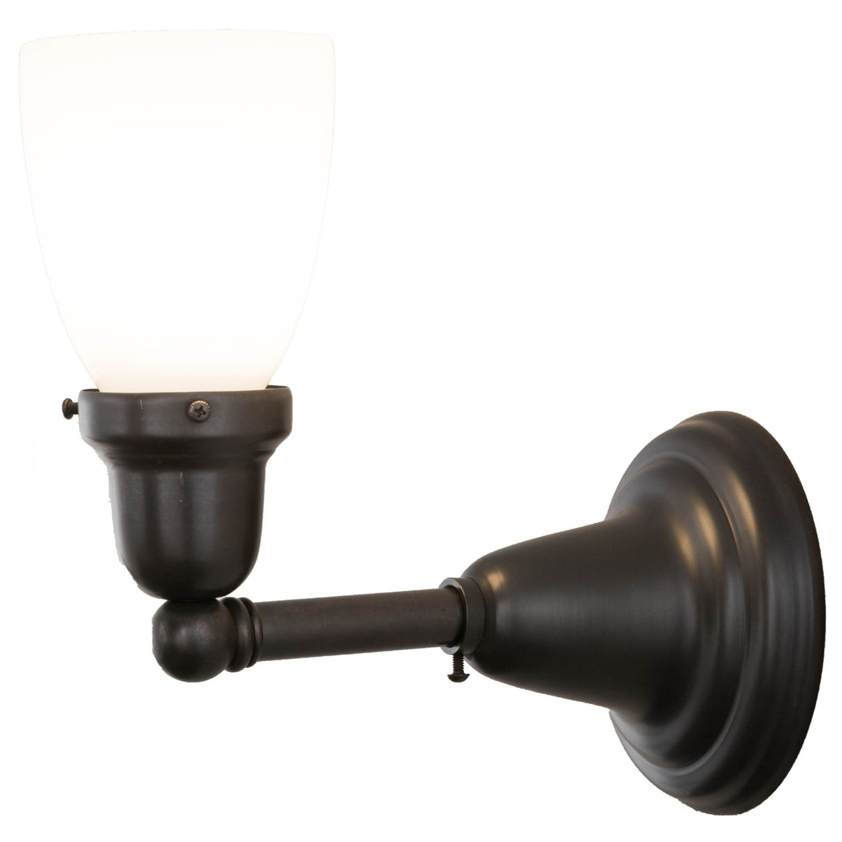 Side view of the Wall Sconce showing its solid brass arm and decorative backplate.