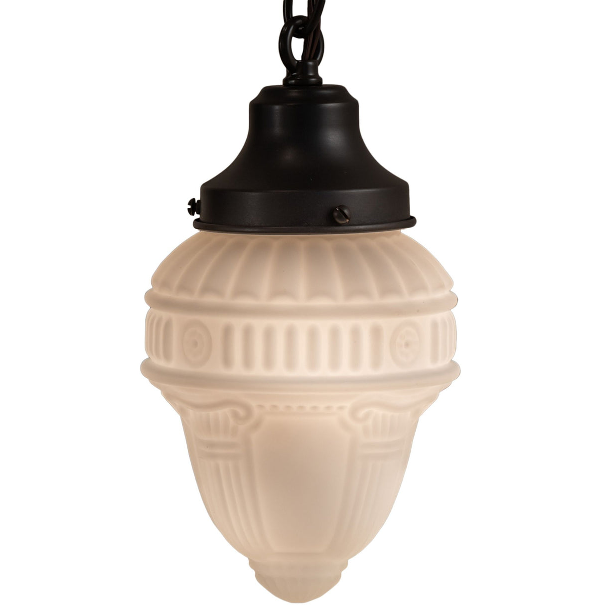 Side view of Revival Schoolhouse Colonnade Globe Pendant.