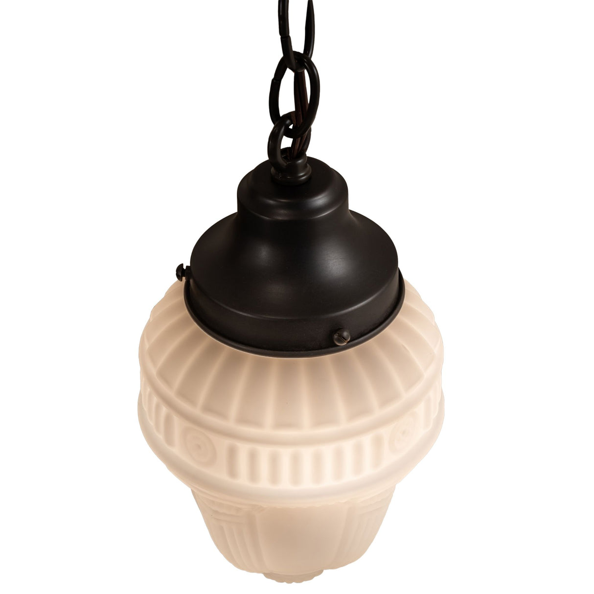 Top angle of Revival Schoolhouse Colonnade Globe Pendant.
