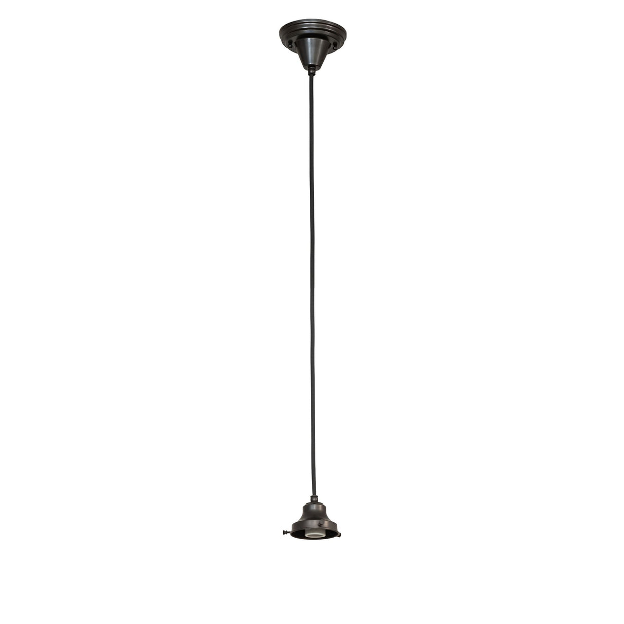 Pendant light showing bare mounting without globe.