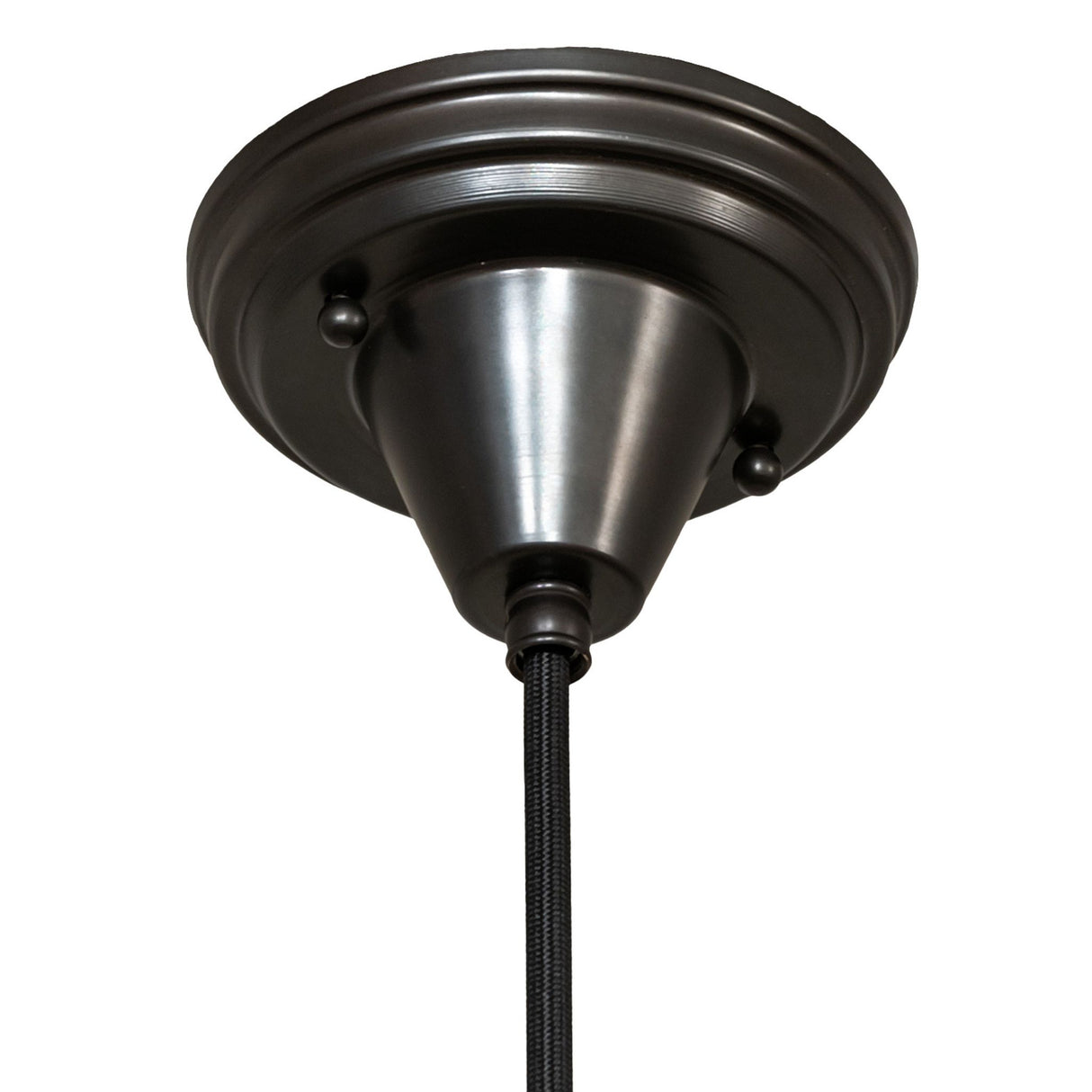 Ceiling mount details of the Revival Schoolhouse Colonnade Globe Mini pendant.