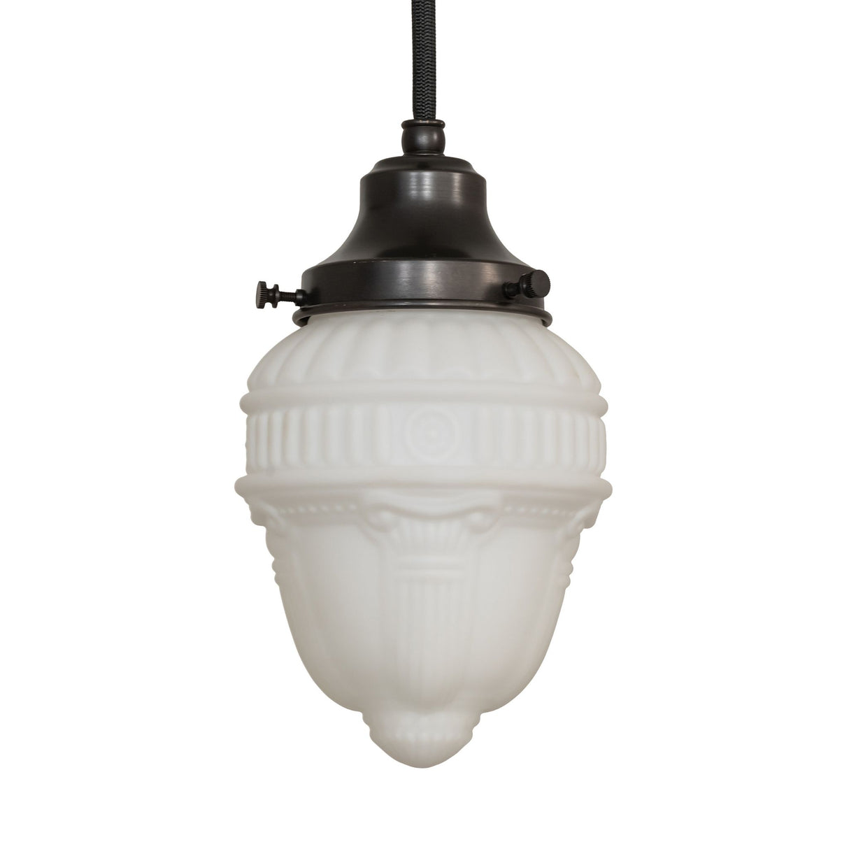 Side angle of Schoolhouse Mini Pendant design.