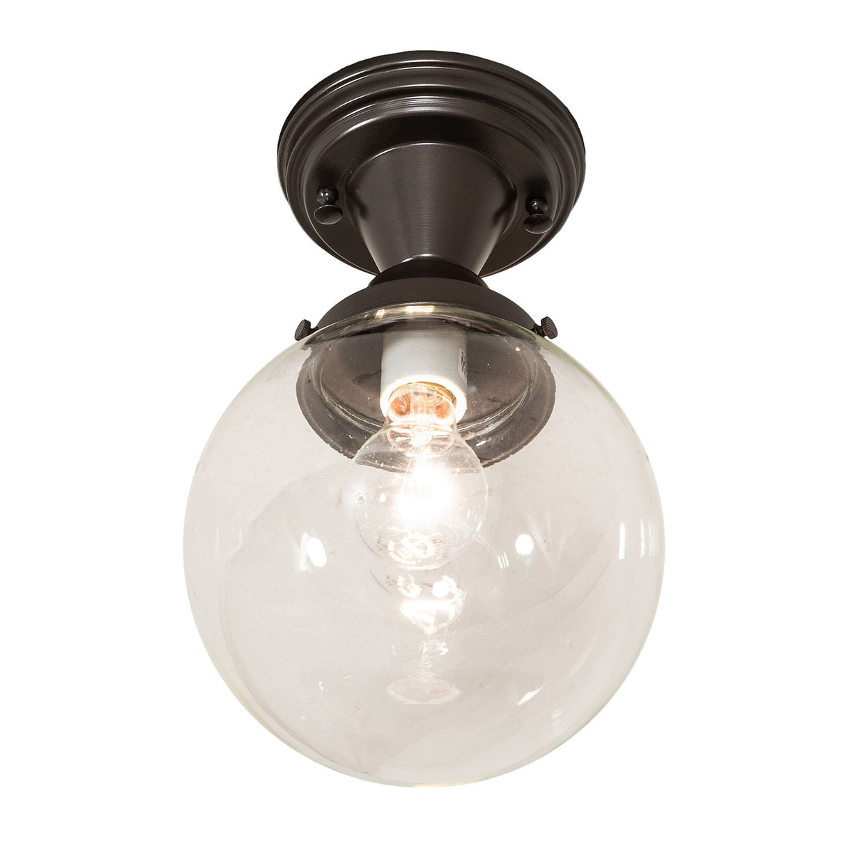 Bottom angle of the Revival Schoolhouse semi-flushmount fixture.