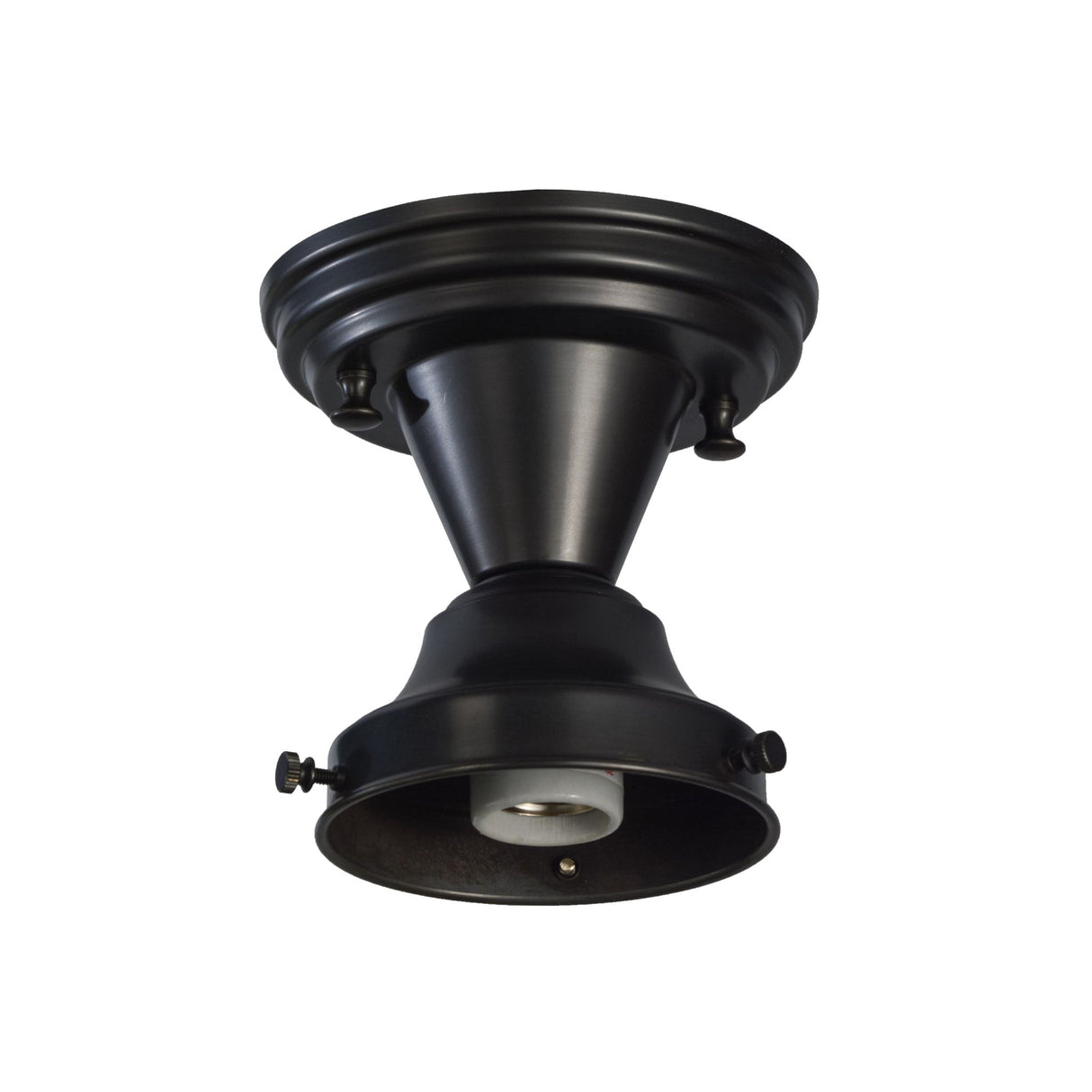Classic semi-flushmount hardware with a vintage Craftsman Brown finish.