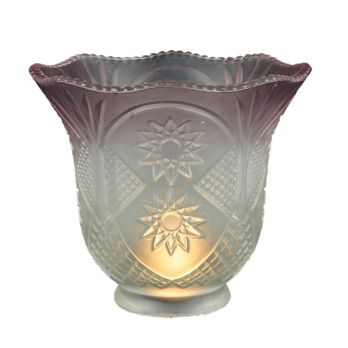 Illuminated Revival Stars Neck Shade with frosted glass and a soft lavender tip.