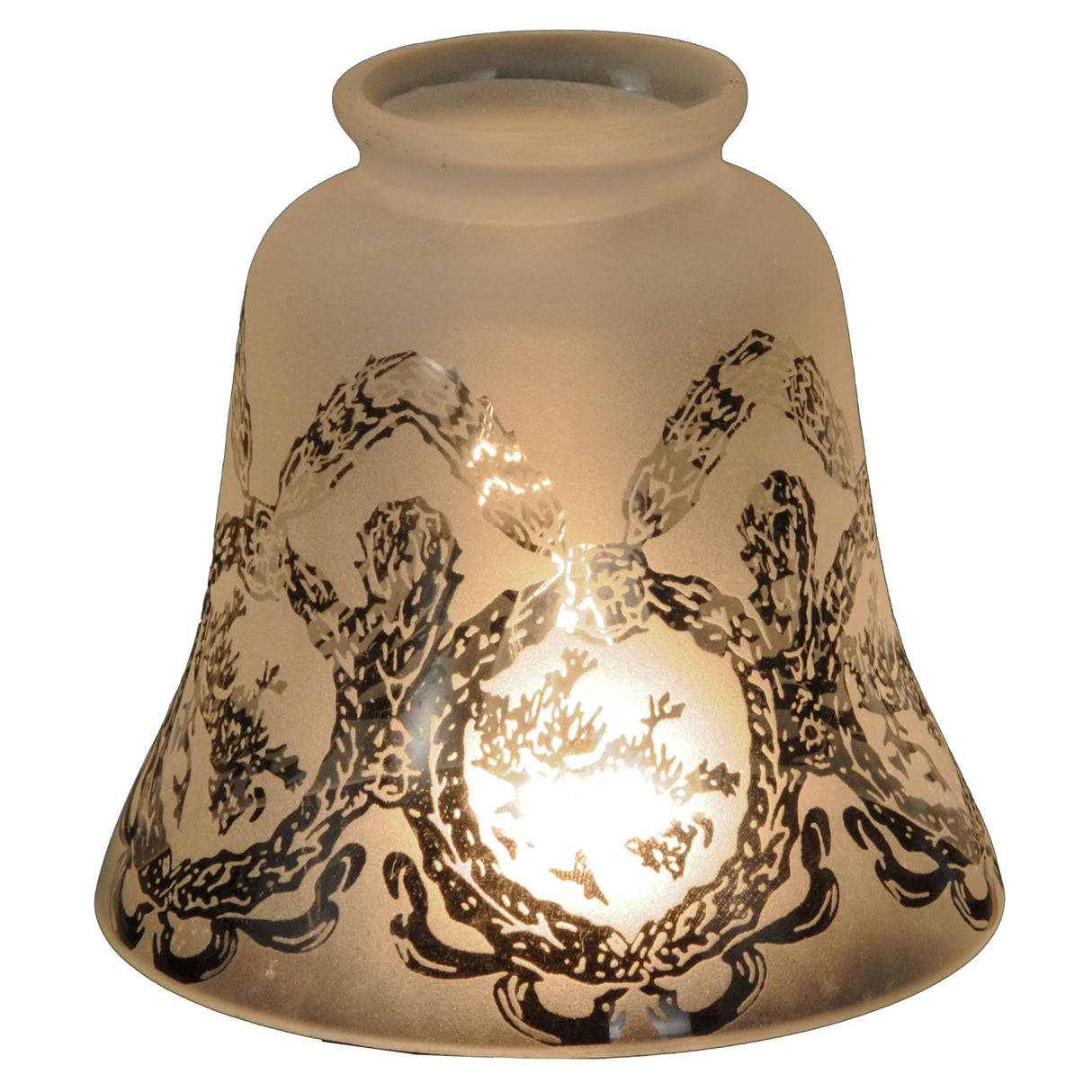 Glass shade with wreath and garland patterns.