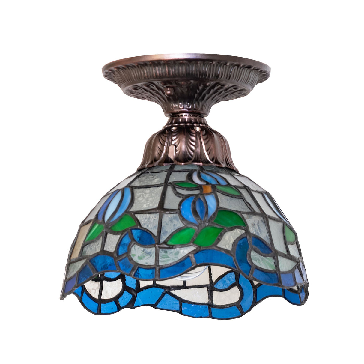Top angle of Roseborder Flushmount highlighting classic design and texture.