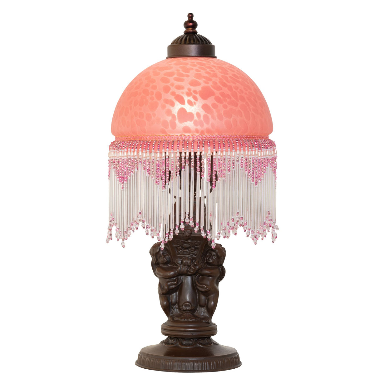Side view of the Roussillon Cherub Mini Lamp, displaying its intricate Victorian design and handcrafted details.