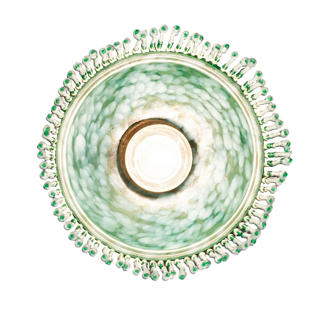 Bottom view of Roussillon flushmount showing intricate beadwork.