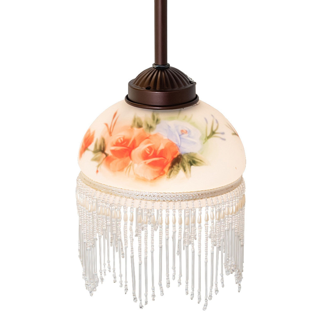 Angle view of Roussillon mini pendant showing rose bouquet design.