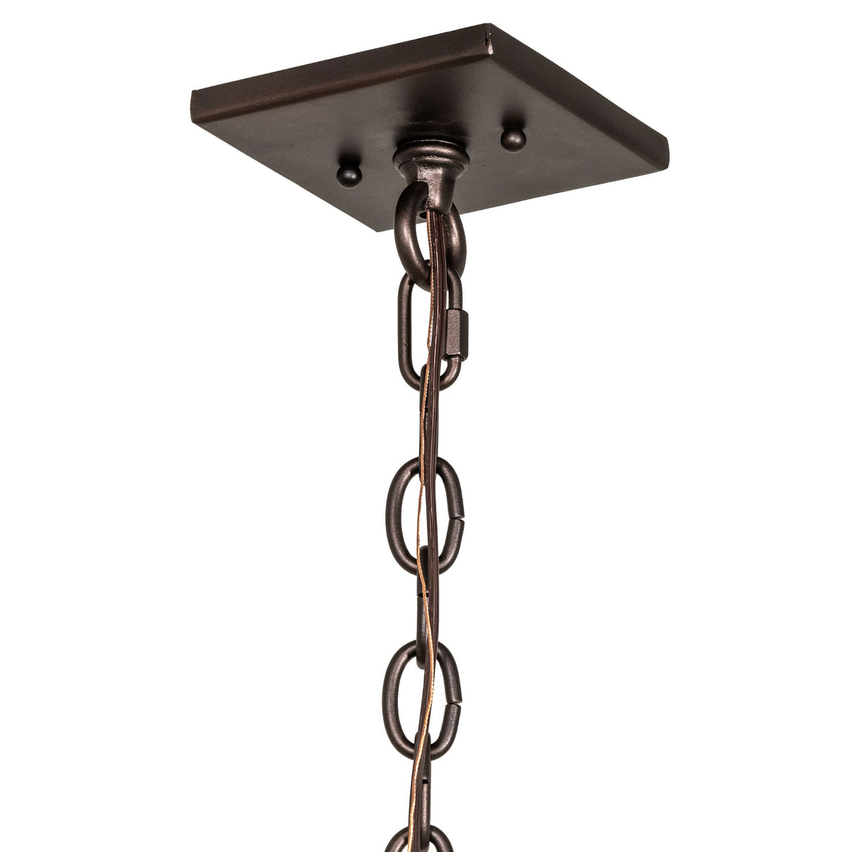 Roylance chandelier ceiling canopy and chain mounting detail.