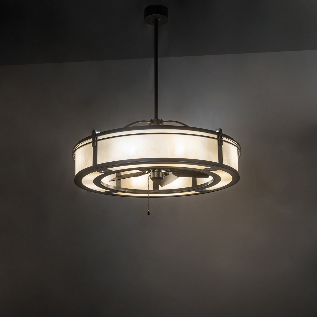 Sargent Chandel-Air glowing warmly and illuminating modern room interior.