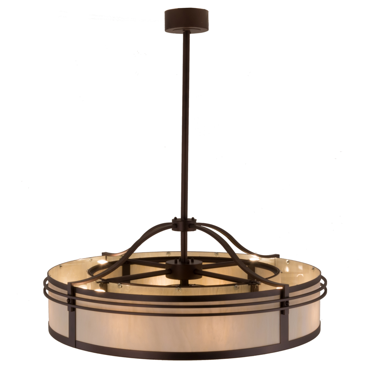 Top angled view showing light distribution and structural arms.