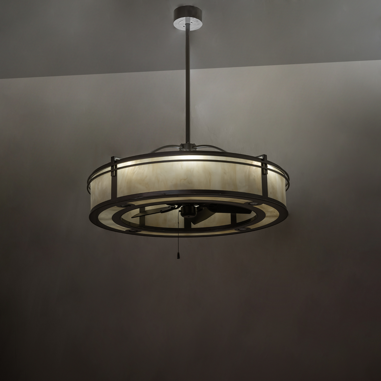 Wide perspective of suspended Sargent Chandel-Air showing full ceiling mount.