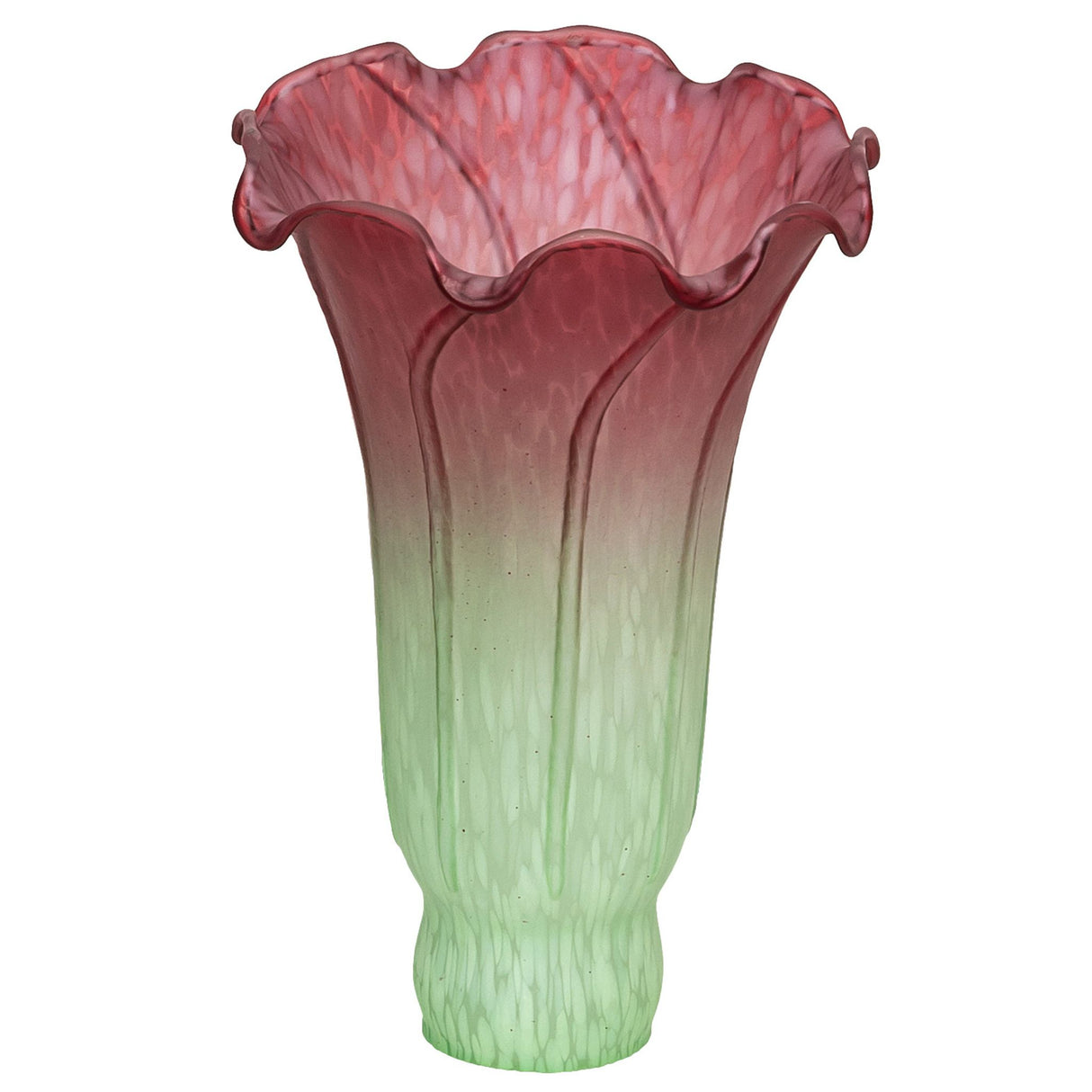 Seafoam and cranberry pond lily glass shade with ruffled edge.